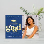 海軍卒業写真はっきりしたキャモダンップ実在金ゴールド 箔招待状 (立ち正面)