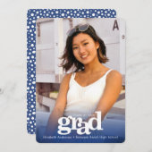 海軍卒業写真はっきりしたタイポグラフィ 案内状 (正面/裏面)