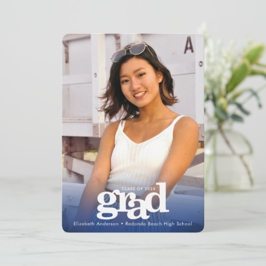 海軍卒業写真はっきりしたタイポグラフィ 案内状 (スタンド正面)