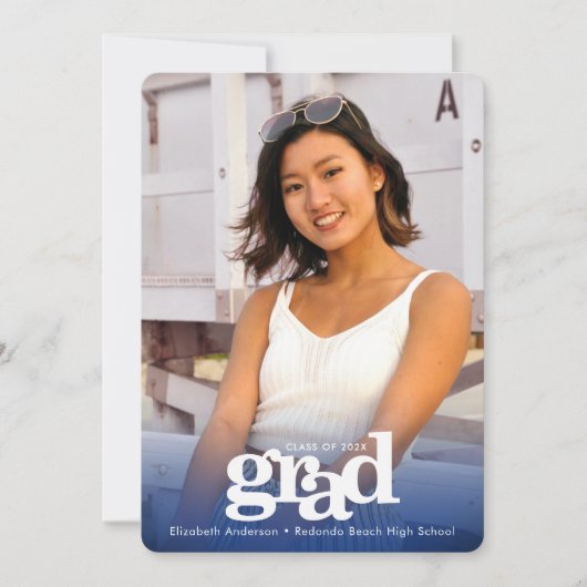 海軍卒業写真はっきりしたタイポグラフィ 案内状 (正面)