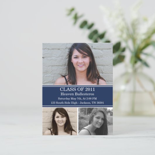 海軍卒業式ポストカード招待状 インビテーションポストカード (スタンド正面)