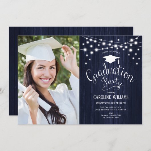 海軍卒業素朴パーティーと写真招待状 招待状 (正面/裏面)