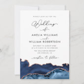 海軍及びバラ金ゴールドアガート結婚式招待状 招待状 (正面)