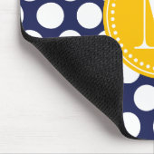 海軍及びモノグラムのな黄色緑の大きい水玉模様 マウスパッド (コーナー)