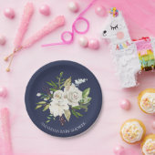 海軍及び白いバラの花のシャワー7"プレート ペーパープレート (パーティー)