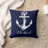 海軍及び白く航海のないかりのカスタムの装飾用クッション クッション (ブランケット)