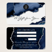 海軍及び銀瑪瑙の石のギフト証明書 (正面&裏面)