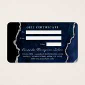 海軍及び銀瑪瑙の石のギフト証明書 (裏面)