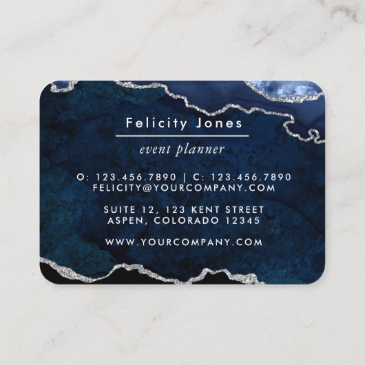 海軍及び銀瑪瑙大切石ビジネスカード 名刺 (裏面)