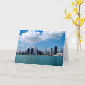 海軍埠頭からのシカゴのスカイラインビュー カード (黄色い花)