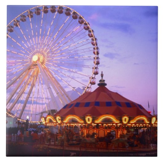 海軍埠頭の観覧車と回転木馬 タイル (正面)