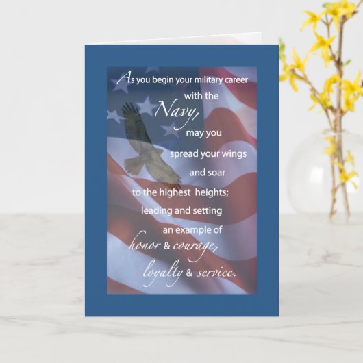 海軍基本訓練おめでとうイーグル旗 カード (黄色い花)