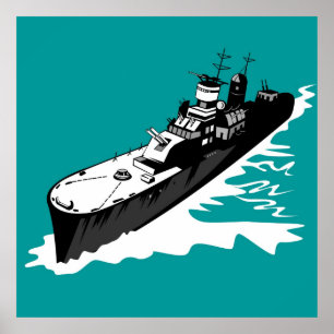 海軍大きい銃ポスターが付いている海軍軍艦の戦艦 ポスター