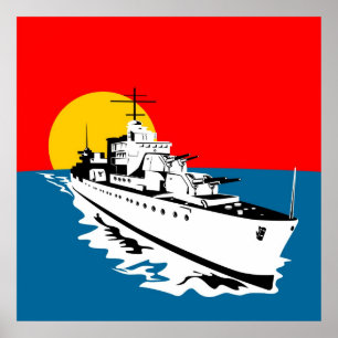 海軍大きい銃ポスターが付いている海軍軍艦の戦艦 ポスター
