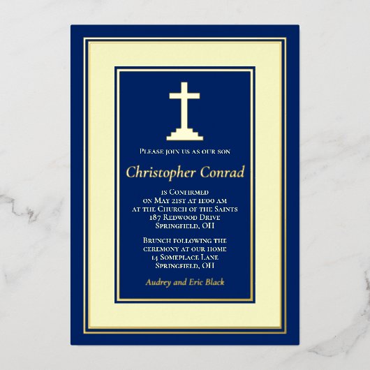 海軍実在金箔カトリック認証 箔招待状 (正面)