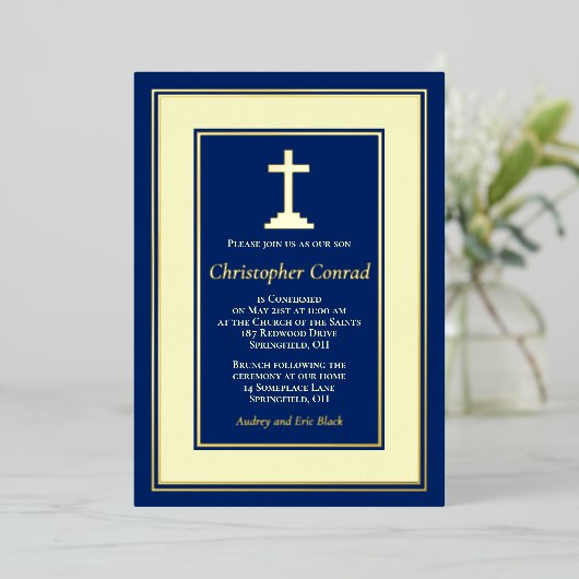 海軍実在金箔カトリック認証 箔招待状 (立ち正面)