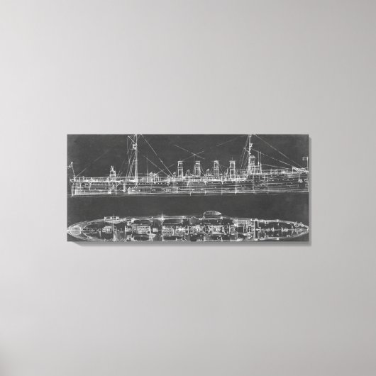 海軍巡洋艦ブループリント キャンバスプリント (正面)