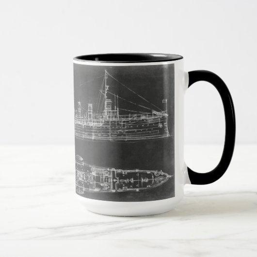 海軍巡洋艦ブループリント マグカップ (右)