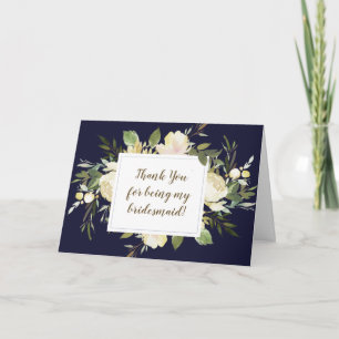 海軍感謝していフローラは私の花嫁のメイドカードだ サンキューカード