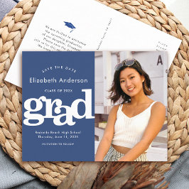 海軍救卒業日写真はっきりしたタイポグラフィ インビテーションポストカード