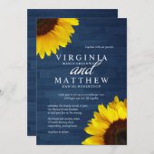 海軍木およびヒマワリの結婚式招待状 招待状 (正面/裏面)