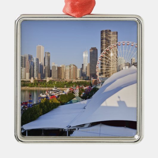 海軍桟橋および都心のシカゴ メタルオーナメント (正面)