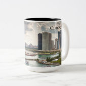 海軍桟橋-シカゴの写真のマグからの眺め ツートーンマグカップ (正面右)