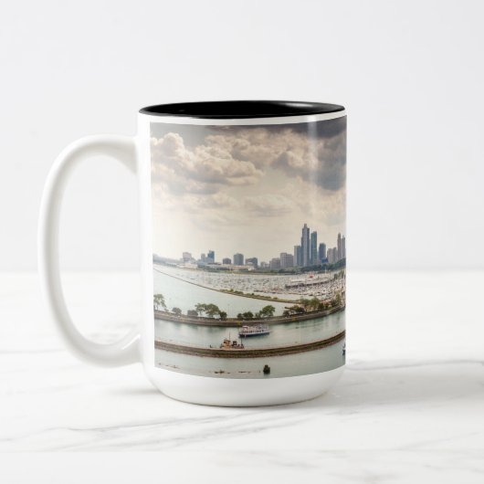 海軍桟橋-シカゴの写真のマグからの眺め ツートーンマグカップ (左)
