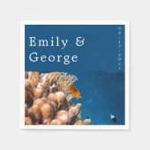 海軍水中魚のサンゴ礁結婚沿岸 スタンダードカクテルナプキン (正面)