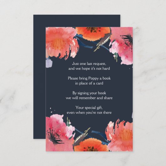 海軍水彩画のベビーシャワーの本の要求 エンクロージャーカード (正面/裏面)