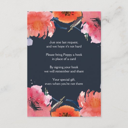 海軍水彩画のベビーシャワーの本の要求 エンクロージャーカード (正面)