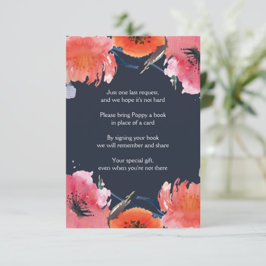 海軍水彩画のベビーシャワーの本の要求 エンクロージャーカード (スタンド正面)