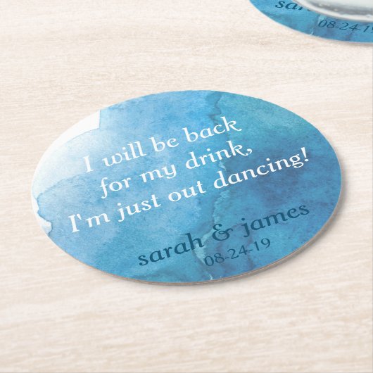 海軍水色が飲み物にならない私は踊り ラウンドペーパーコースター (アングル)