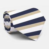 海軍淡い色のな金ゴールドおよび白く横ストライプのなタイ ネクタイ (ロール)