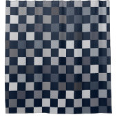 海軍灰色の青の点検 シャワーカーテン (正面)