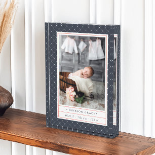 海軍点々のある ベビー誕生の統計情報 フォトブロック