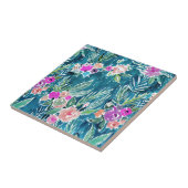 海軍熱帯楽園のハワイのハイビスカスの花柄 タイル (側面)