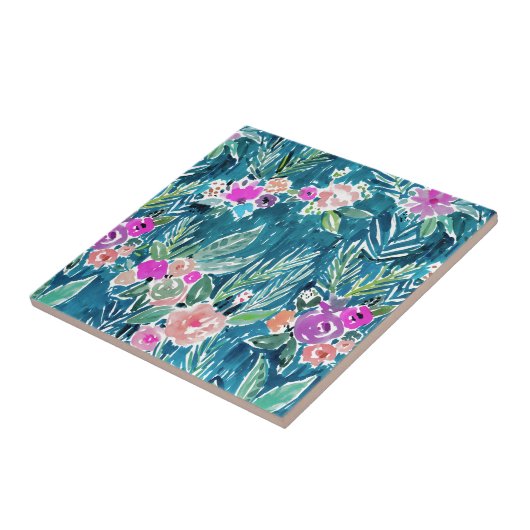 海軍熱帯楽園のハワイのハイビスカスの花柄 タイル (側面)