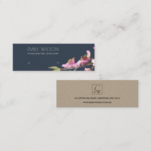 海軍用さくらんぼブロッサムスタッドイヤリング表示ロゴ スキニー名刺 (正面/裏面)