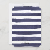 海軍白い水彩画のストライプな金ゴールドの結婚 招待状 (裏面)