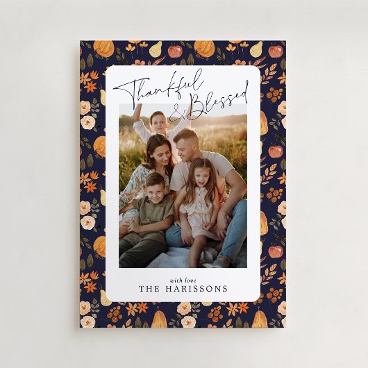 海軍秋の感謝祭パターン(の模様が)あるの写真カード 招待状