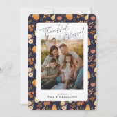 海軍秋の感謝祭パターン(の模様が)あるの写真カード 招待状 (正面)