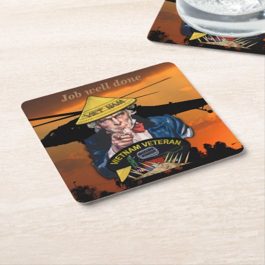 海軍空軍海兵隊員ベトナム南戦争ヴェッツ スクエアペーパーコースター (アングル)