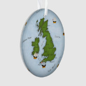 海軍素晴らし船で装飾されたイギリス地図 オーナメント (正面)