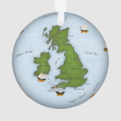 海軍素晴らし船で装飾されたイギリス地図 オーナメント (裏面)