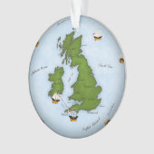 海軍素晴らし船で装飾されたイギリス地図 オーナメント (正面)