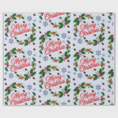 海軍素朴白と赤のメリークリスマス ラッピングペーパー (フラット)