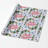 海軍素朴白と赤のメリークリスマス ラッピングペーパー (アンロールド)
