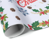 海軍素朴白と赤のメリークリスマス ラッピングペーパー (ロールコーナー)