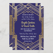 海軍結婚式招待状1920年金ゴールドアールデコ 招待状 (正面/裏面)